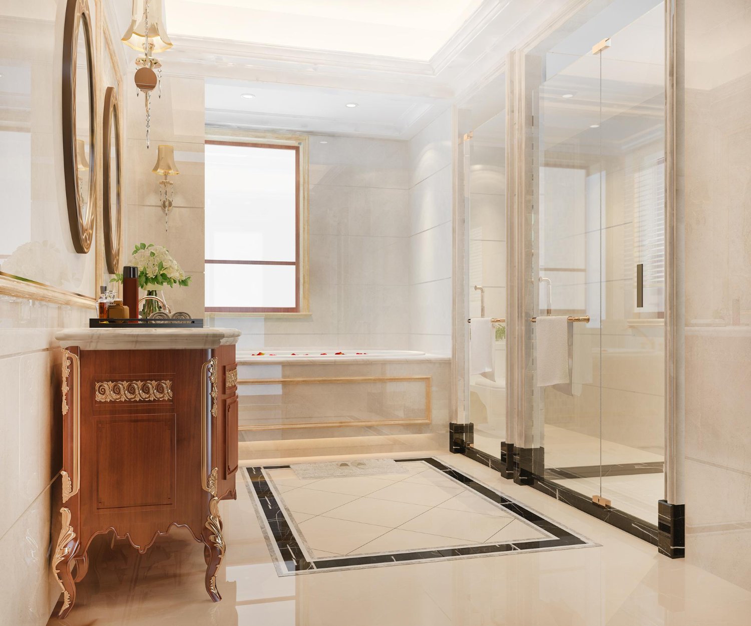 Heated tile floor installation bathroom Orange County
