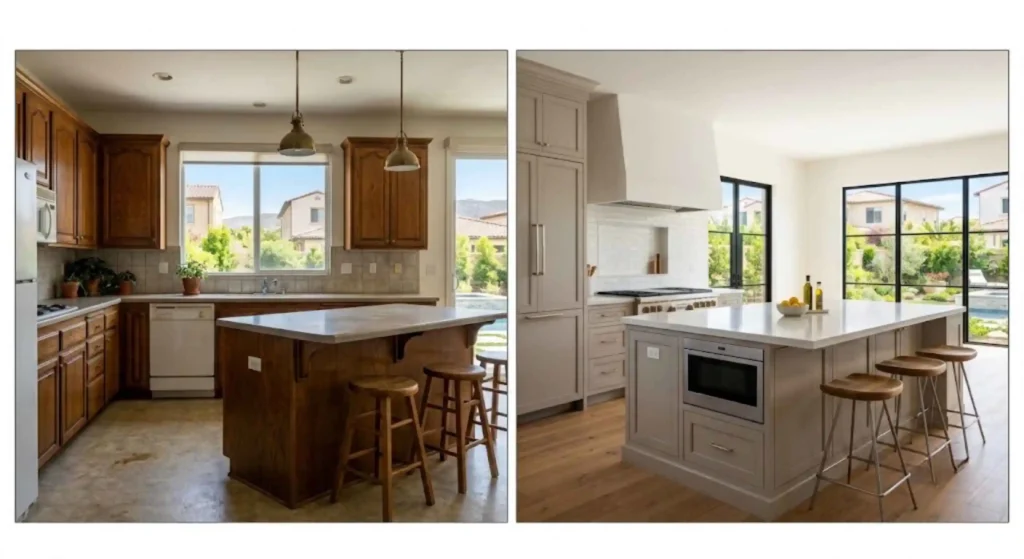 Kitchen transformation before and after in Irvine