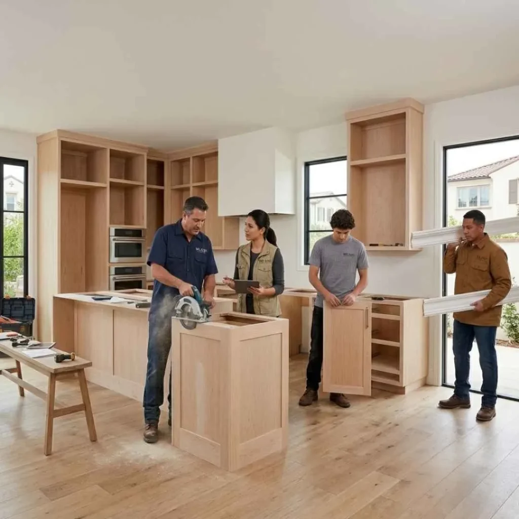 Professional kitchen remodeling team working in Irvine
